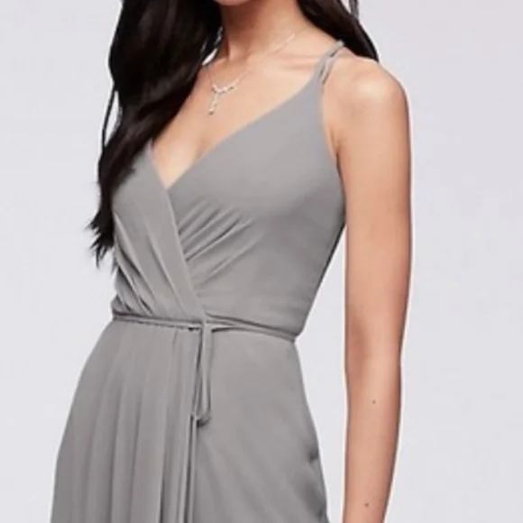 David's Bridal | Dresses | Davids Bridal Chiffon Wrap Bridesmaid Dress  Mercury | Poshmark